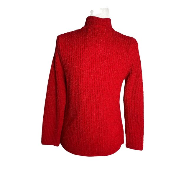 Vintage 90s Sideeffects Ribbed Open Front Cardigan Sweater S Red Acrylic - Picture 4 of 6